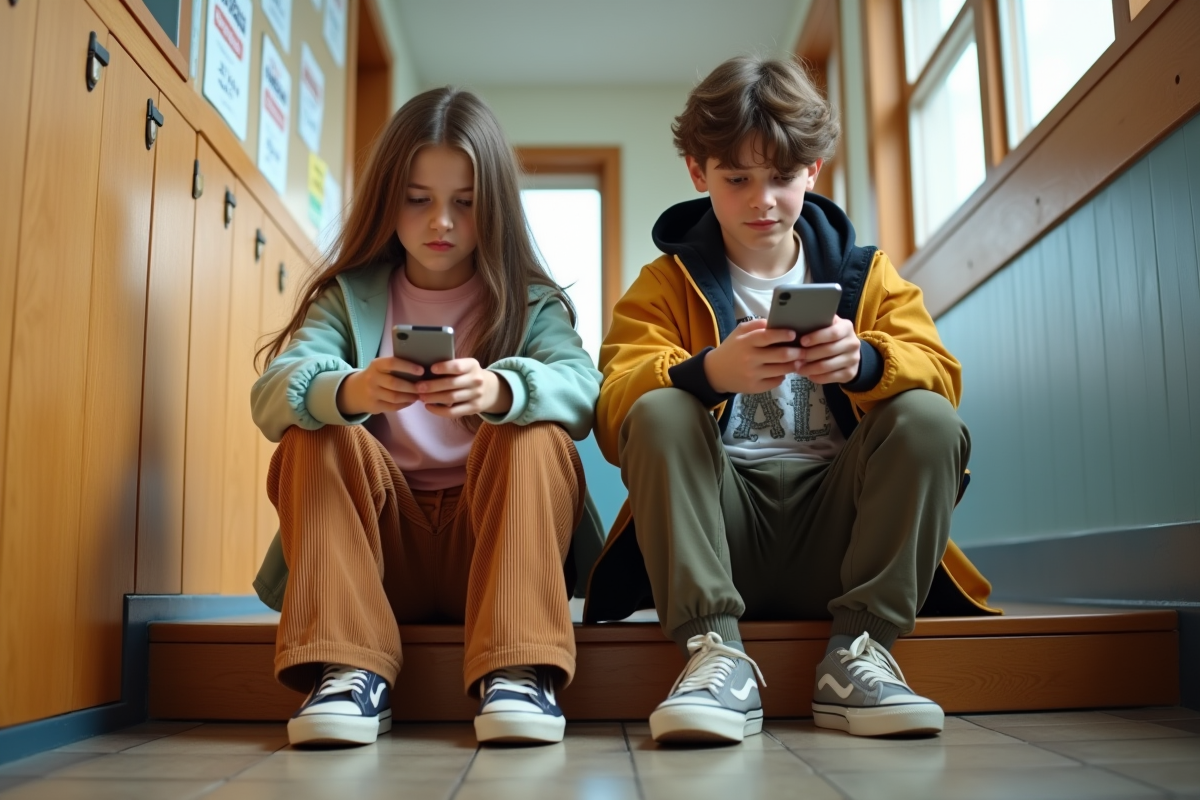 Adolescents dans un couloir d