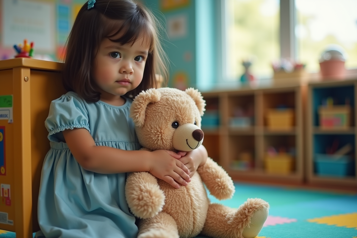 Fille de 4 ans dans une classe de maternelle