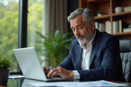 Homme d'affaires en costume dans un bureau élégant